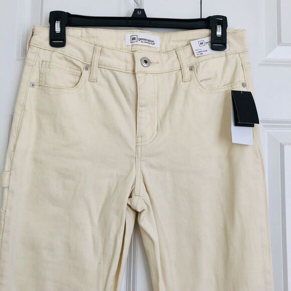 RE GENERATION WOMEN'S JEANS CARPENTER FLARE MID RISE BEIGE DEMIN SIZE 5/27  173 - Picture 7 of 12